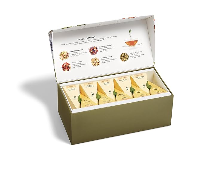 Tea Forte Premium Presentation Box Gift Set Sampler 20 Count Assorted Blends Individually Wrapped Handcrafted Pyramid Infuser Bags Herbal Retreat Tea