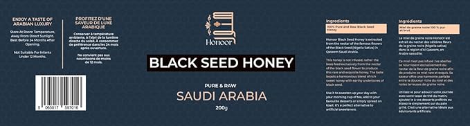 Honoor Premium Honey Bundle – Royal Sidr Honey 200g + Black Seed Honey 200g | Raw Unpasteurized Natural &amp Unfiltered