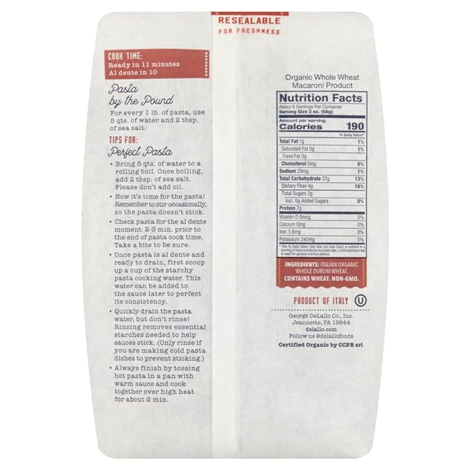 DELALLO PASTA WHLWHT FUSILLI 16 OZ PK- 16