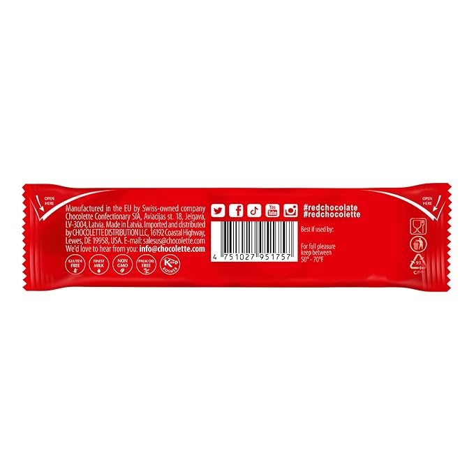Red Delight Hazelnut and Macadamia Milk Chocolate Snack Bars - Pack of 24 Diamond-Shaped Milk Chocolates (22.08oz) with Rich Cocoa Flavor - European-Style Chocolates - No Added Sugar and Kosher