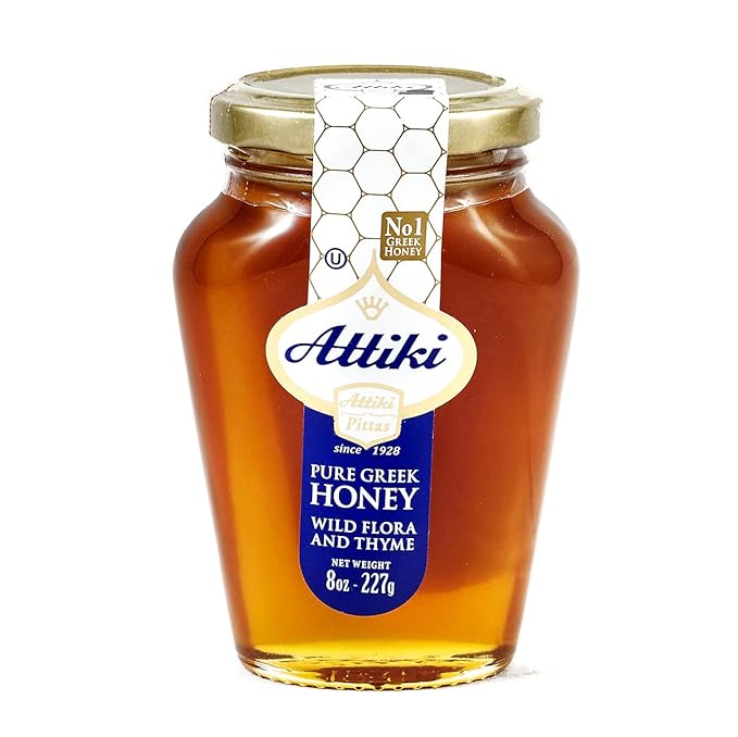 Attiki Pure Raw No.1 Greek Honey Wild Flora and Thyme (Attiki Honey 8oz 1 Pack)
