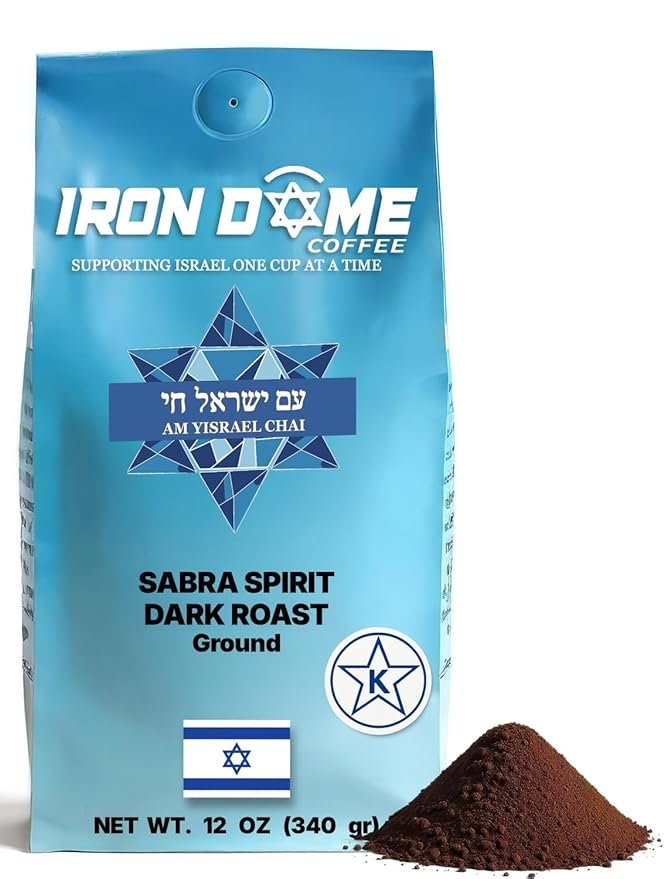 Iron Dome Coffee – Sabra Spirit Dark Roast Ground Coffee – Smooth and Balanced 12oz Bag – Freshly Roasted Ground Coffee – Inspired by the Warmth and Heritage of Jerusalem
