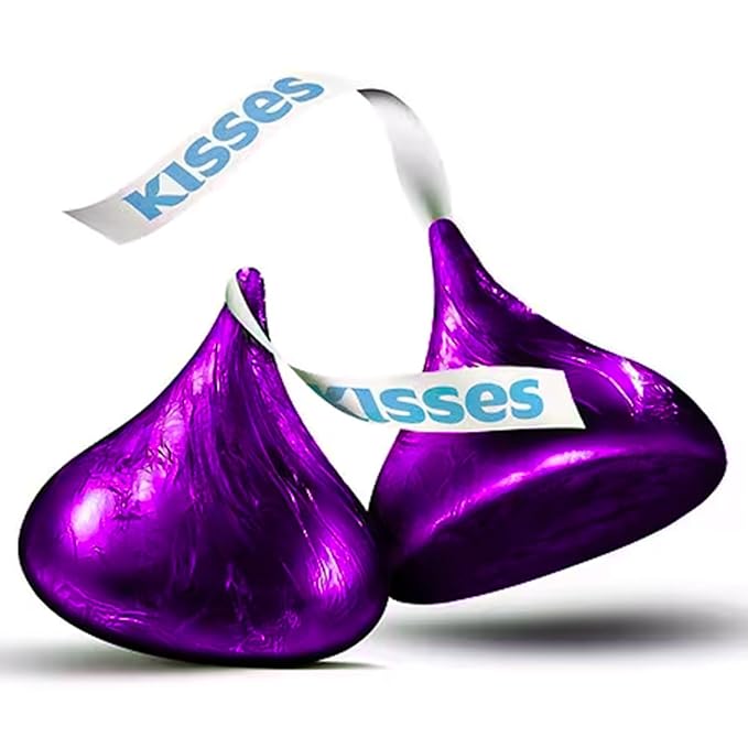 Special Dark Kisses Approx 500 Pieces 5lbs of Dark Chocolate Mildly Sweet Candy Purple Foils Kiss 5 lb Pounds Chocolate Candy Kiss Purple Wrapping Bulk Bag