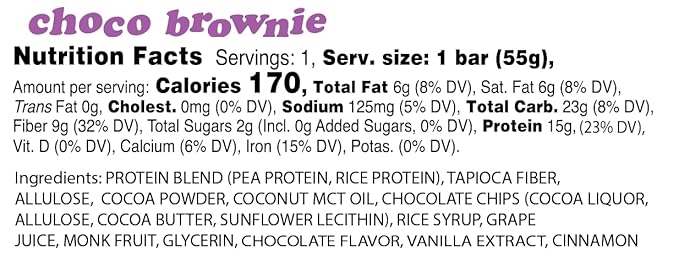 Alio Protein Bars - Choco Brownie (12 Bars) – Free From The Top 9 Food Allergens High Protein Low-Calorie Vegan Gluten-Free Nut-Free Non-GMO Plant-Based Seed Oil Free Delicious &amp Healthy