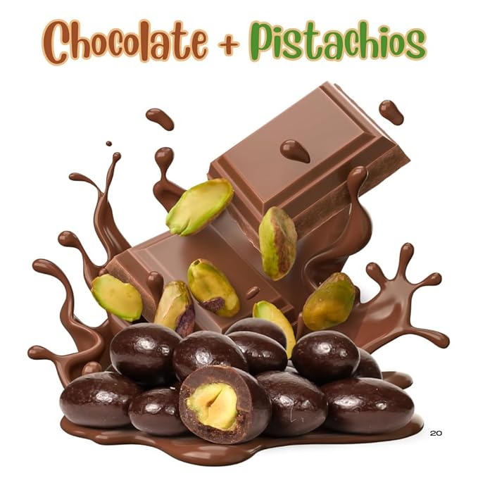 Dark Chocolate Sea salt Pistachios - No-Shells Gourmet Nut Candy Snack 8 oz Total Resealable Bag Premium Pistachio Treat Protein &amp Fiber Rich Perfect for Gifting or On-the-Go (Sea Salt)