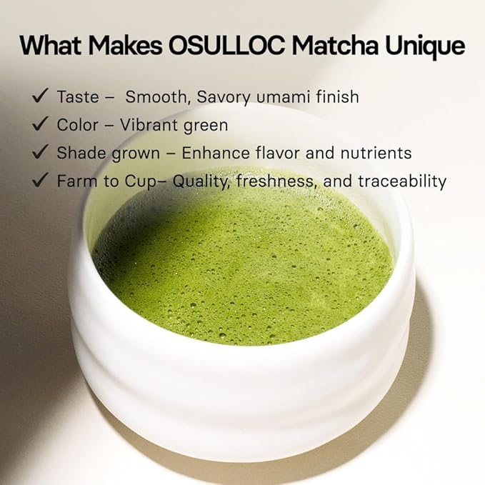 OSULLOC Volcanic Isle Matcha Powder Ceremonial Grade Korean Matcha for lattes Green tea powder from Jeju island (1.41oz 40g)