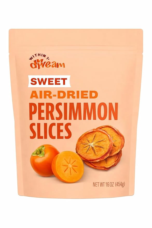 Whitney Jordan Naturals Sweet Air-Dried Persimmon Slices - Ready to Snack No Added Sugar Non-GMO Vitamin-Packed Fruit Healthy On-the-Go Snack 16 Ounce Bag