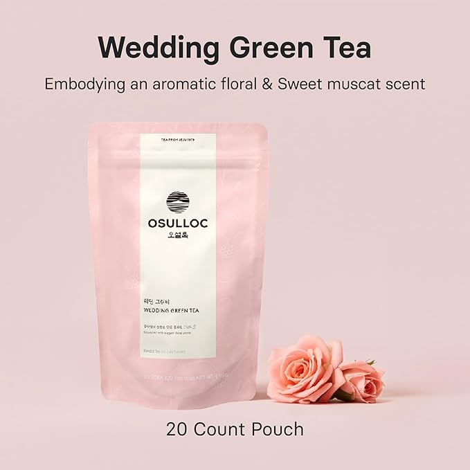 Osulloc Wedding Green Tea (Floral &amp Sweet Muscat Scent) | Sweet Fruit Tea | 20 Pyramid Tea Bags 1.41oz