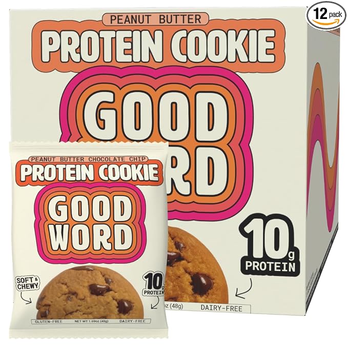 Peanut Butter Protein Cookie Soft &amp Chewy High Protein Snack Gluten-Free Grain-Free Dairy-Free No Seed Oils No Refined Sugars Made with Almond Butter &amp Collagen 12-Pack