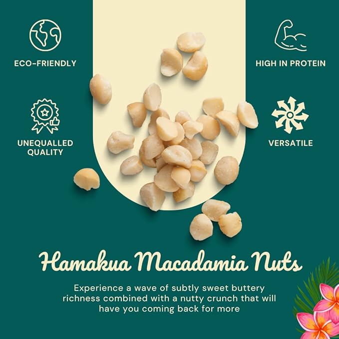 Hamakua Macadamia Nuts - Spicy Wasabi - Hawaiian Grown Flavored Dry Roasted Half and Whole Macadamias - Natural Eco-Friendly Large Macadamia Nuts