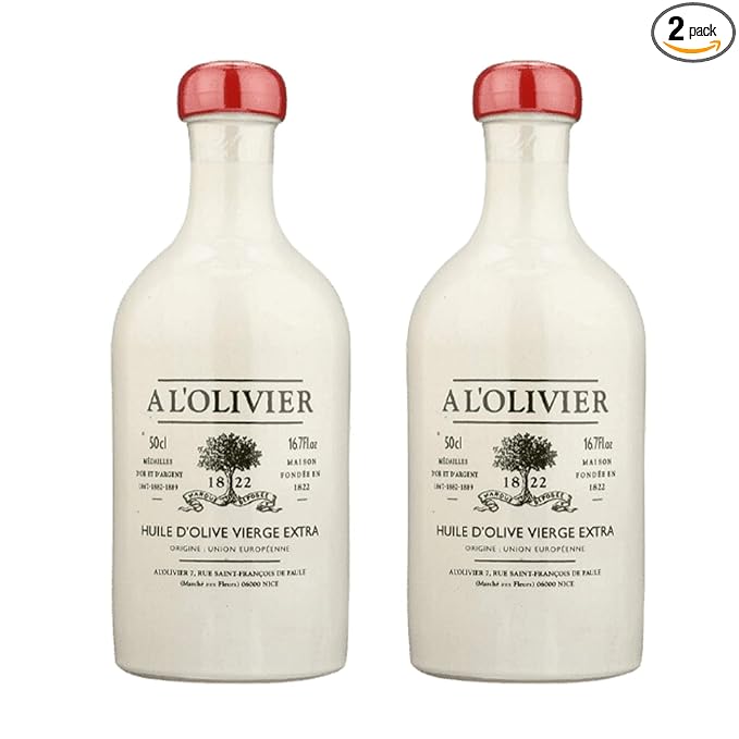 L'olivier Extra Virgin Olive Oil In White Ceramic Crock  16.7-Ounce Bottle (Pack of 2)