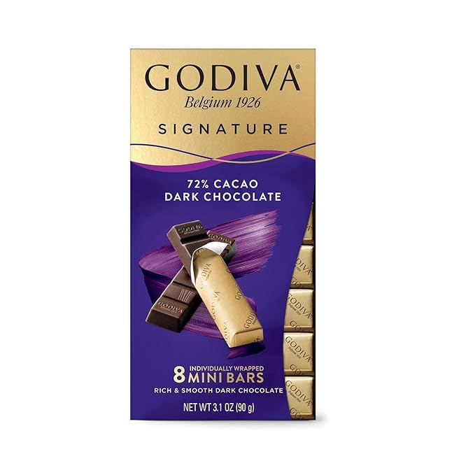 Godiva Chocolatier Chocolate Signature Mini Bars72% Cacao Dark 3.1 Ounce (Pack of 12)