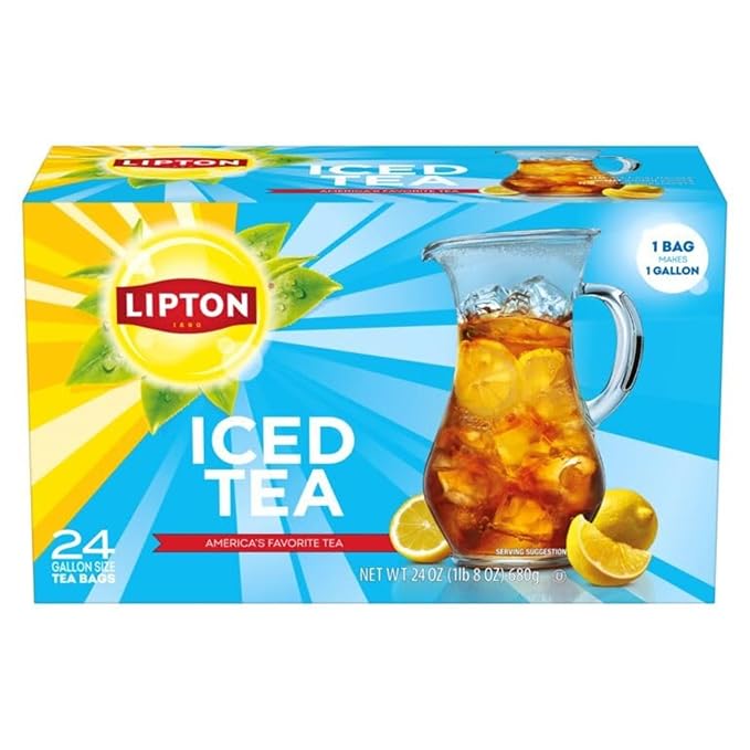 Lipton Unsweetened Iced Tea Bags Gallon-Sized Zero Calories 24 Count (Pack of 2 Total 48 Tea Bags)