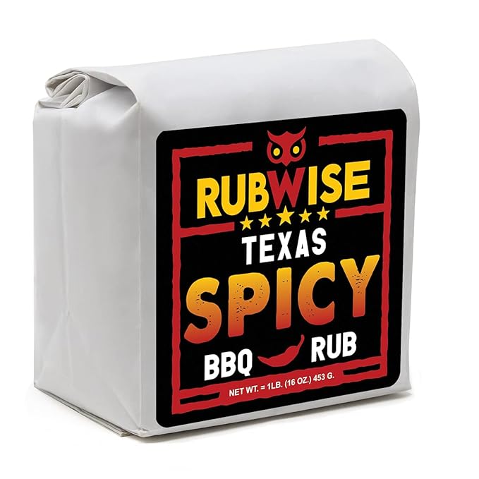 Texas Style Spicy Seasoning Rub &amp Brisket Rub by Rubwise | BBQ Rub &amp Spices for Smoking &amp Grilling | Dry Rubs | Great on Brisket Steaks Ribs Burgers Chops &amp Add kick to your meat (