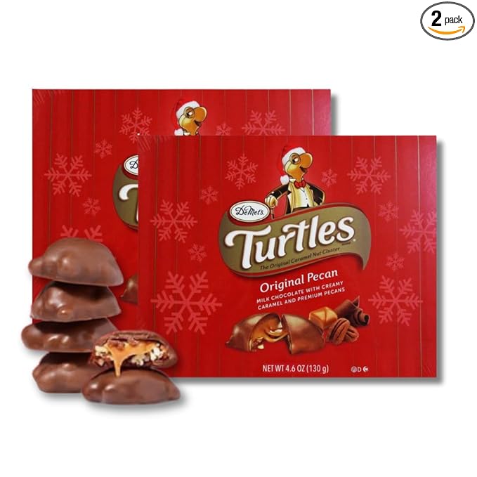 DeMets's Turtles Original Pecan - Pack of 2 - Milk Chocolate Covered Turtles - Christmas Box - 4.6 oz. Boxes By Lyza's Sweets &amp Treats