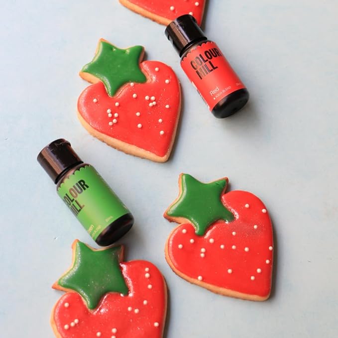 Colour Mill Aqua Blend Water-Based Food Coloring 20 Milliliter Holiday Pack Each of 6 Colors: White Sky Blue Green Black Chocolate and Red Holiday Pack 120.0 milliliters 4.06 Fl Oz