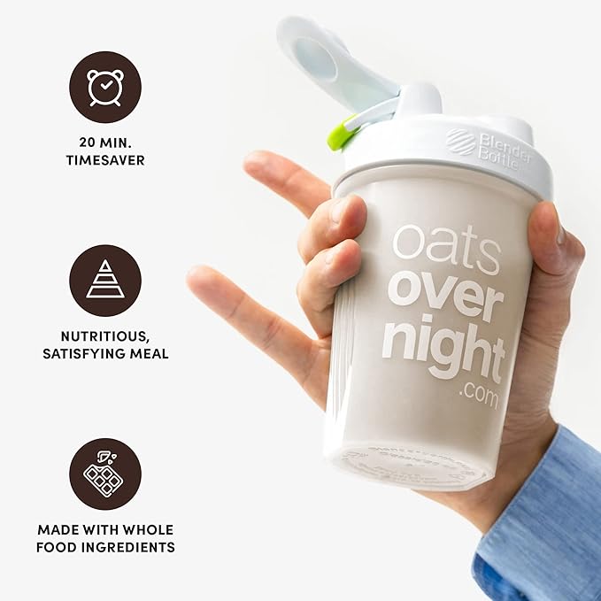 Oats Overnight Dark Chocolate Sea Salt 8 Pack &amp Chocolate Chip Cookie Dough 8 Pack - Vegan 20g Protein High Fiber Breakfast Shake - Gluten Free Non GMO Oatmeal
