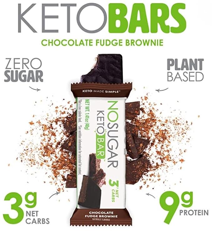 No Sugar Keto Bar Snack - Low Carb No Sugar Keto Snack Food with Keto Friendly Macros (24 x 1.41oz Bars Peanut Butter X 16 Fudge Brownie X 8)