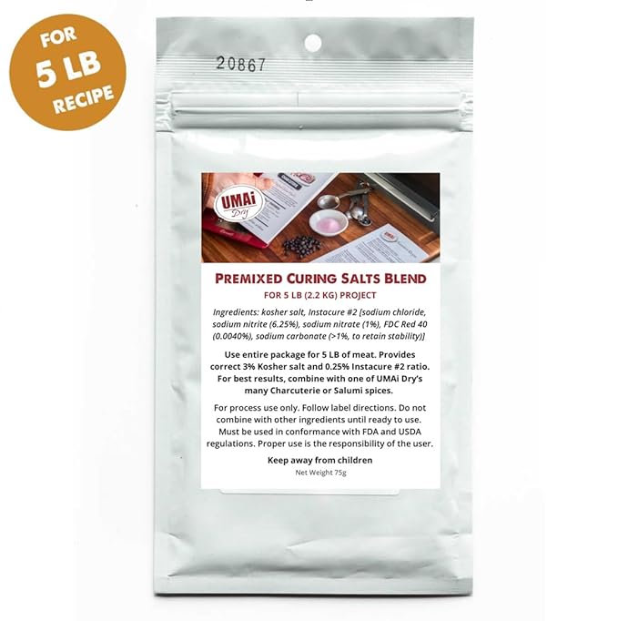 UMAi Dry Large Charcuterie Kit Easy Bundle Pack of 3 8x18 in Dry Aging Bags for 5 lbs of Meat Capicola Spice Blend &amp Premixed Curing Salt Create Gourmet Charcuterie Boards in Refrigerator Over