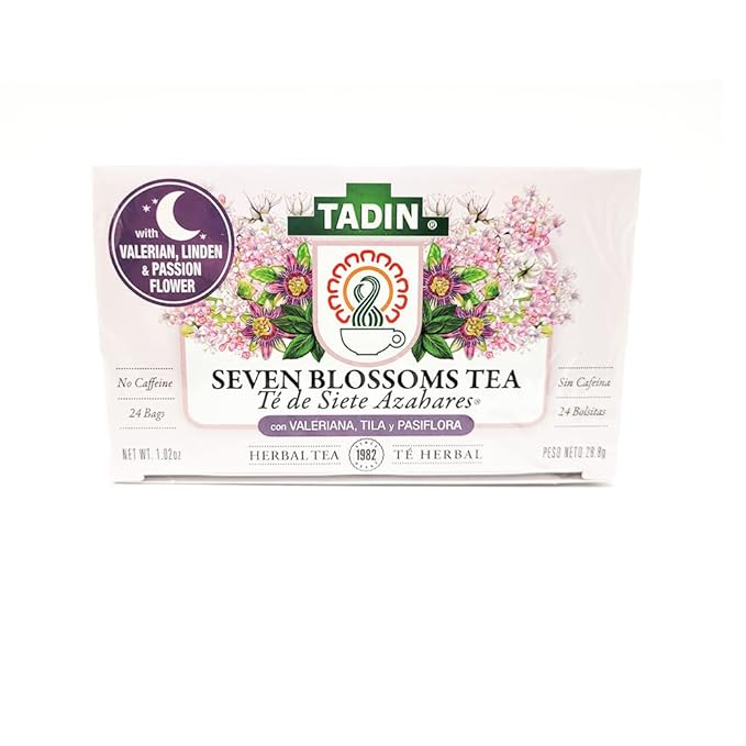 Tadin Seven Blossoms Herbal Tea Blend. Improves Digestion. High in Antioxidants. 24 Bags. 1.01 oz. Pack of 6