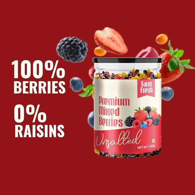 Generic Premium Mixed Berries Unsalted (Dried Blueberry Cranberry Black Currant Strawberry Cherry) - 400 gm