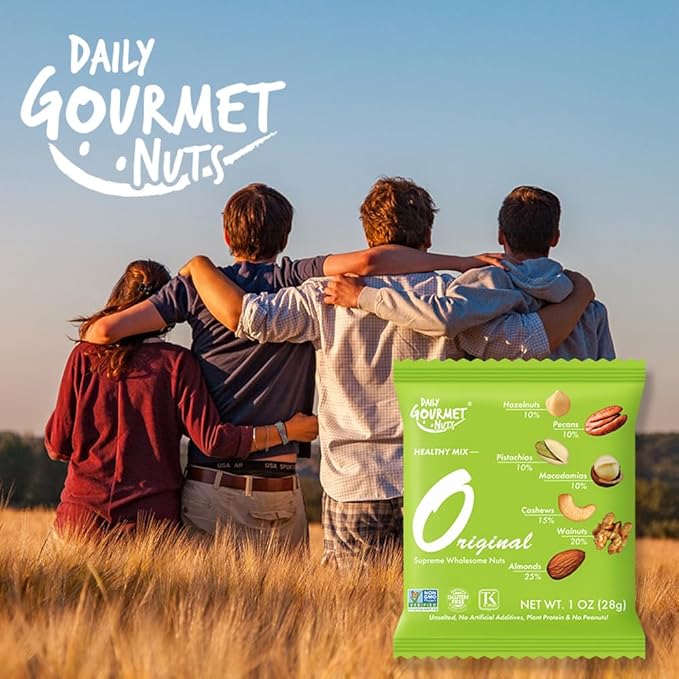 Daily Gourmet Nuts - Unsalted Mixed Nuts Snack Packs/Individually Wrapped Snacks/Nut Snacks/No Peanuts/Healthy Trail Mix Individual Packs/Deluxe Assorted Snacks / 48 Packs