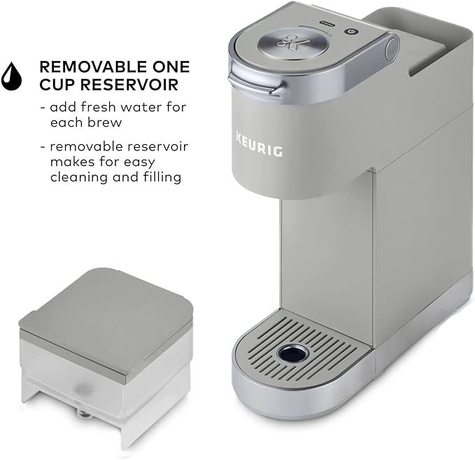 Keurig K-Mini Plus Single Serve Coffee Maker – Slim 5-Inch Design 6–12oz Brew Size Pod Storage &amp Cord Wrap – Gray (Renewed)