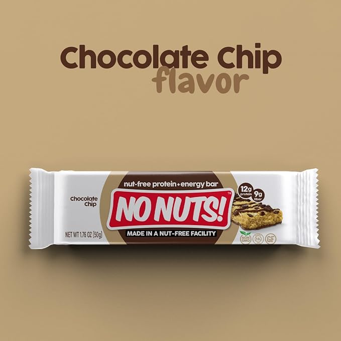 No Nuts! Chocolate Chip Protein Bars 100% Nut-Free &amp School-Safe | 12g Plant Protein Vegan Gluten-Free Non-GMO Organic Kosher | 12 Count