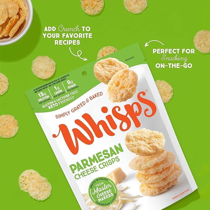 Whisps Cheese Crisps Variety Pack | Protein Chips | Healthy Snacks | Protein Snacks Gluten Free High Protein Low Carb Keto Food | Parmesan Cheddar Cheese Asiago Pepper Jack (2.12 Oz 6 Pack)