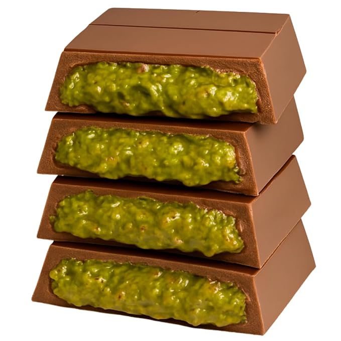 Gulluoglu Dubai Chocolate Kunafa Pistachio - (The Original) 3.4 oz - 95 gr daily fresh shipment Ideal Gift for all Occasions Gulluoglu Kunafa Dubai Chocolate Bar Pistaciho (5 pcs)