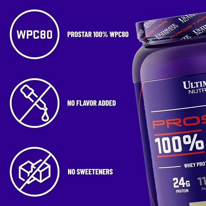 Ultimate Nutrition RAW Whey Protein Concentrate Powder with No Added Ingredients or Flavors – 24 Grams of Protein Per Serving with 5.5 Grams of BCAAs 2.2 Pounds Unflavored