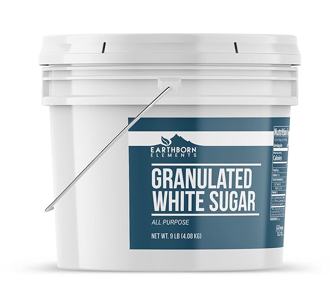 Earthborn Elements Granulated White Sugar 1 Gallon Bucket Baking and Kitchen Staple Non GMO