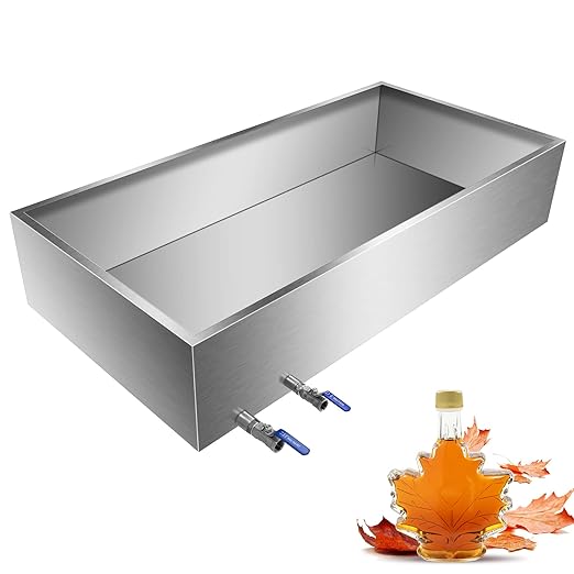 Maple Syrup Evaporator Pan Stainless Steel Maple Syrup Boiling Pan with Valve and Thermomete for Boiling Maple Syrup 48 x 24 x 9.5 Inch