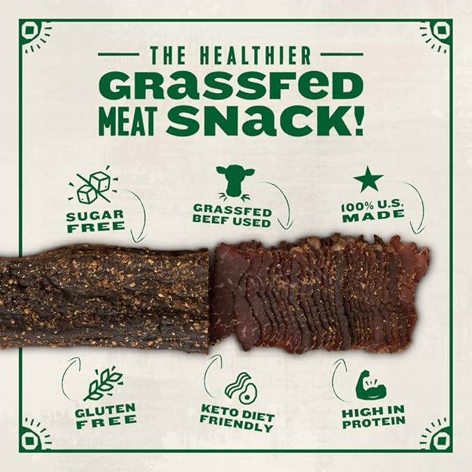 Made by True Garlic &amp Herb Biltong Slab - Grass-Fed Beef Whole Jerky Slab (8 oz Pack of 1) - High-Protein Keto Snack Natural Antibiotic-Free &amp Gluten-Free - Uncut Beef Jerky with Bold Garli