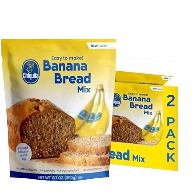Chiquita! Banana Bread Mix Moist &amp Delicious Homemade Banana Bread Easy Baking Mix 13.7 oz Box (2 Pack)