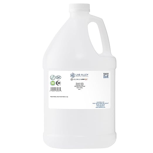 Lab Alley Glycerin USP/NF/FCC Grade Kosher Certified Halal GMO-Free - 1 Gallon