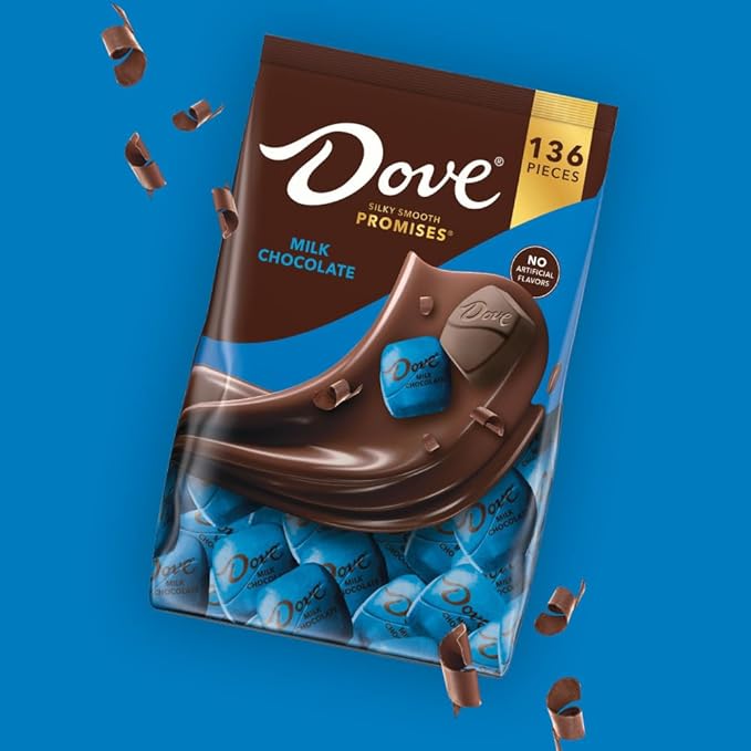 DOVE Promises Milk Chocolate Candy Individually Wrapped Bulk Pack (38.09 oz 136 Piece) Bag 8.46 ounces
