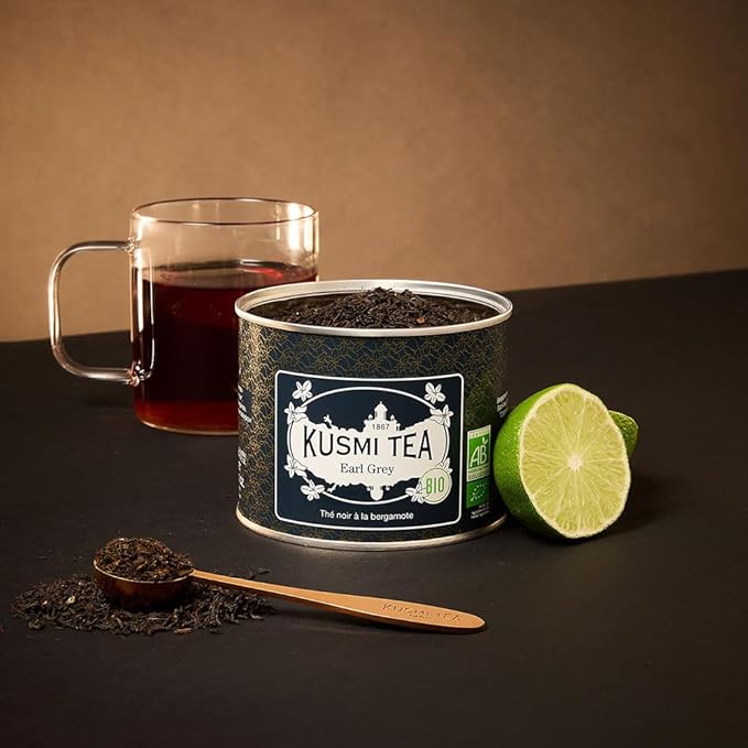 Kusmi Tea - Earl Grey - Organic Earl Grey Black Tea - Flavored with Italian Bergamot Essential Oil - Strong Robust Caffeinated Tea - Loose Leaves - Tin Box of 3.5 oz