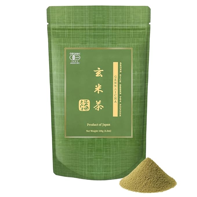 YEDOENSIS Genmaicha Powder - Organic Japanese Brown Rice Green Tea Powder JAS Certified Organic Vegan Gluten-Free (100g)