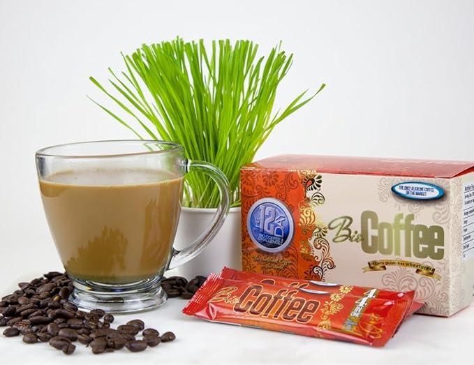 Bio Coffee- First Organic Instant Non-dairy Alkaline Coffee (2 Boxes 32 total sachets)