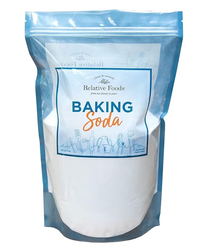 Relative Foods Baking Soda for Cooking cleaning &amp More - Gluten Free Sodium Bicarbonate Baking Mix w/No Preservatives - Pure Bulk Baking Soda for Baking (5 Pounds) Mined from the earth with not