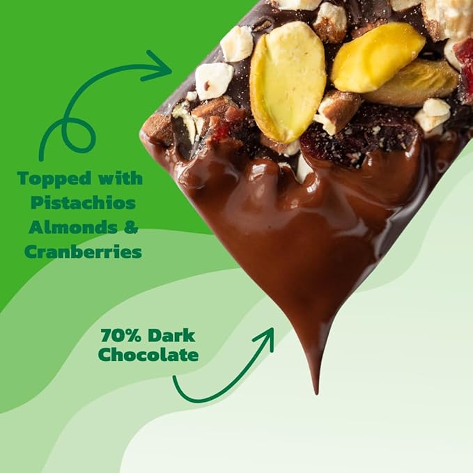 JOJO's Dark Chocolate Pistachio Almond Cranberry Healthy Snack Low Sugar Low Carb Gluten Free Non GMO Paleo &amp Keto Friendly Made with Plant Based Hemp Protein Vegan (4 Count)
