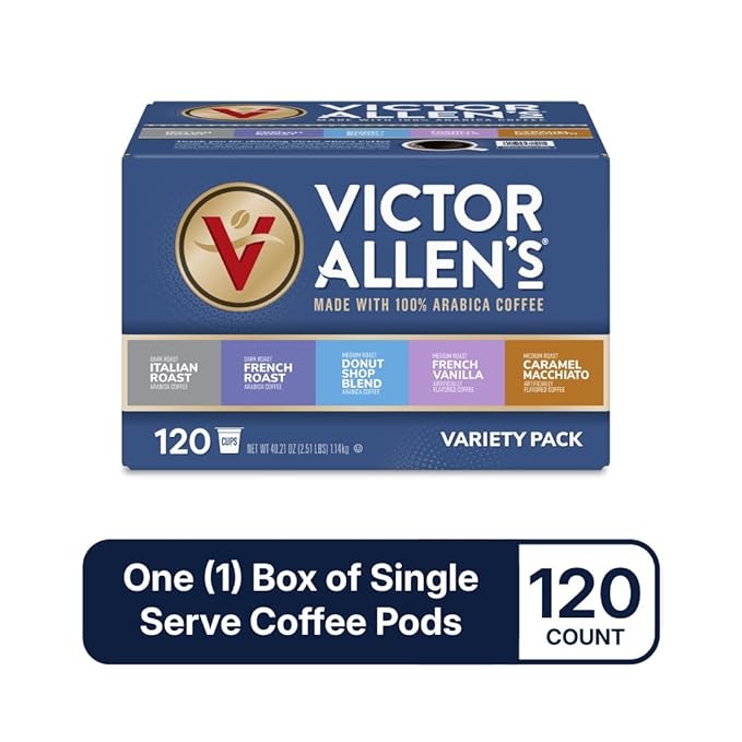 Victor Allen's Coffee Variety Pack 120 Count Single Serve Coffee Pods for Keurig K-Cup Brewers