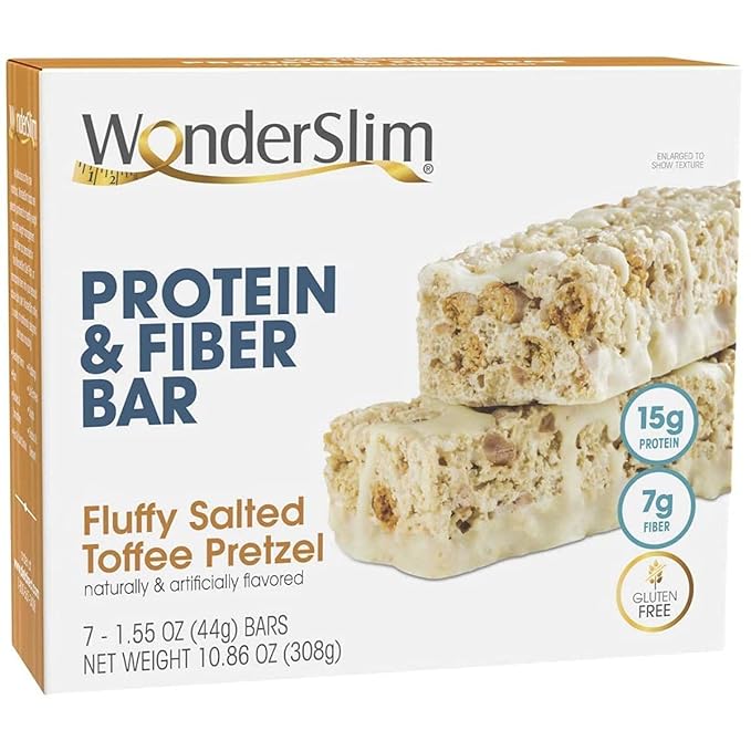 WonderSlim Protein and Fiber Bar Bundle Fluffy Salted Toffee Pretzel &amp Fluffy Nutter