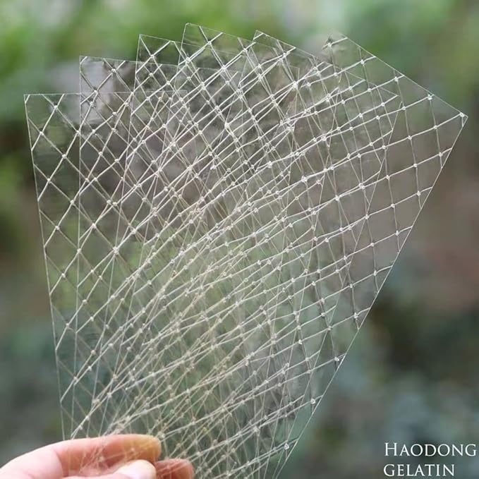 Haodong Beef Platinum Leaf Gelatin Sheets - 450-500 Sheets 1KG (2.2LBS) 240Bloom Gelatin Leaves for Mousse Mirror Glaze Cream Cake Dessert Jellies