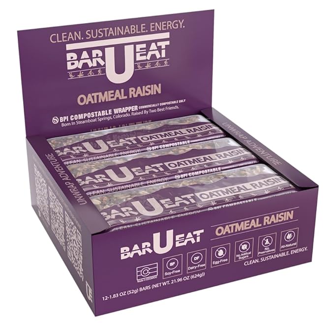 Bar U Eat Energy Bar Oatmeal Raisin 1.83 oz (Pack of 12)