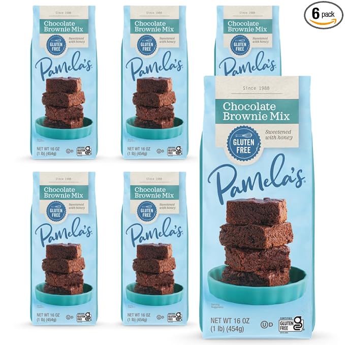 Pamela's Gluten Free Chocolate Brownie Mix Sweetened With Honey Non Dairy &amp Wheat Free 16-Ounce Bag (Pack of 6)