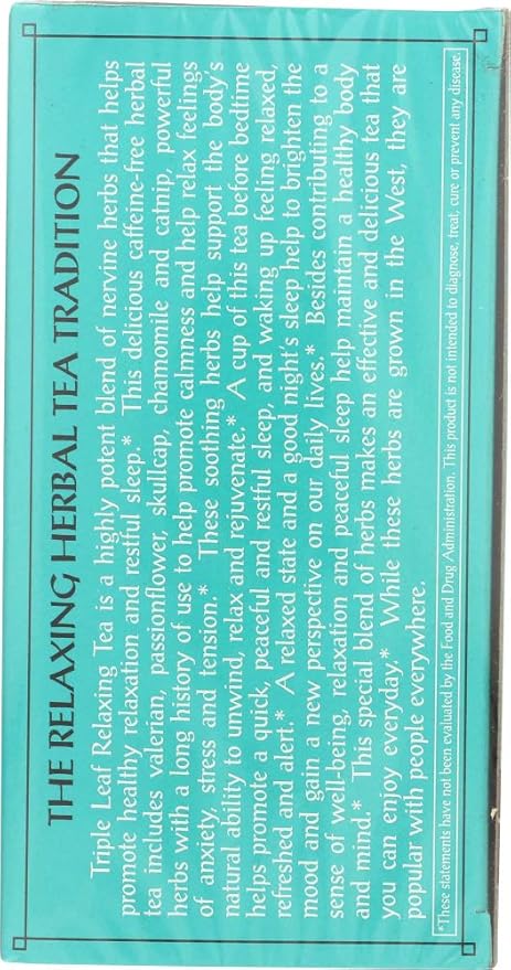 Triple Leaf Tea Relaxing 20 Tea Bags (Pack of 6)