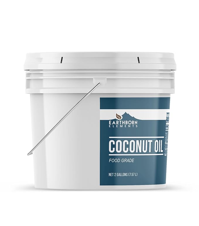 Earthborn Elements Coconut Oil 2 Gallon Bucket Non-Hydrogenated Food Grade Always Pure (256 Fl Oz)