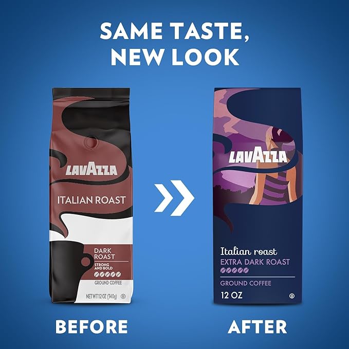 Lavazza Italian Roast Ground Coffee 6 Bags of 12oz Dark Roast Strong and Bold Taste Intensity 5/5 100% Arabica Ideal for Drip Brewers (Pack of 6) - Package May Vary